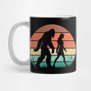 Bigfoot Sasquatch Hiking With a Girl Vintage Outdoor Mug